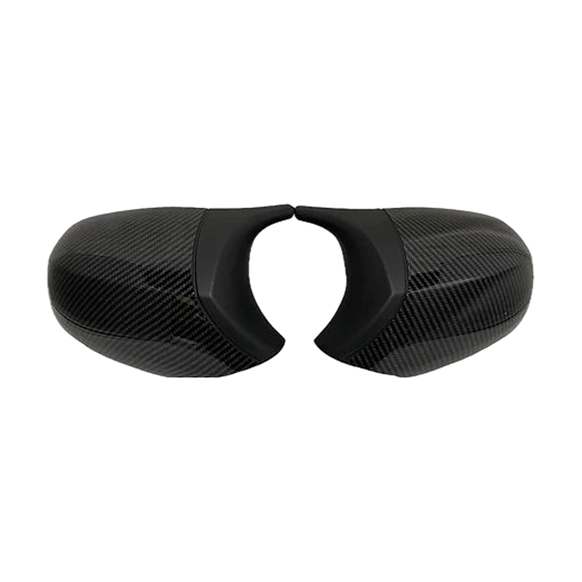 Carbon fiber weave M3-style mirror caps, front view pair, for BMW 1/3 Series E81, E87, E90, E91, E92, E93