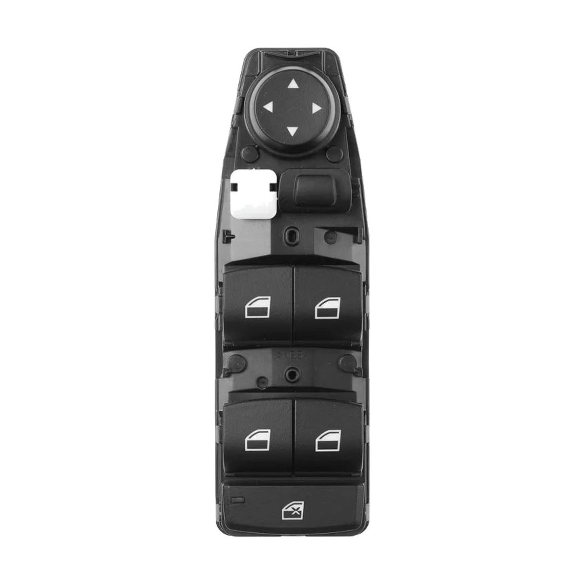 Black master window switch, top view of window buttons and mirror knob, for BMW F20, F30, F31, F10, F11, F45, F48, F25