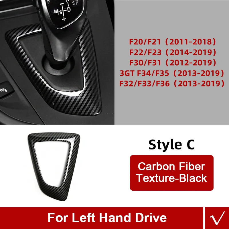 Carbon Fiber ABS For BMW F30 F20 F10 F31 F32 F36 F34 F22 X3 F25 X5 F15 Series 1 3 4 5 Car Gear Shifter Knob Cover Trim Accessory
