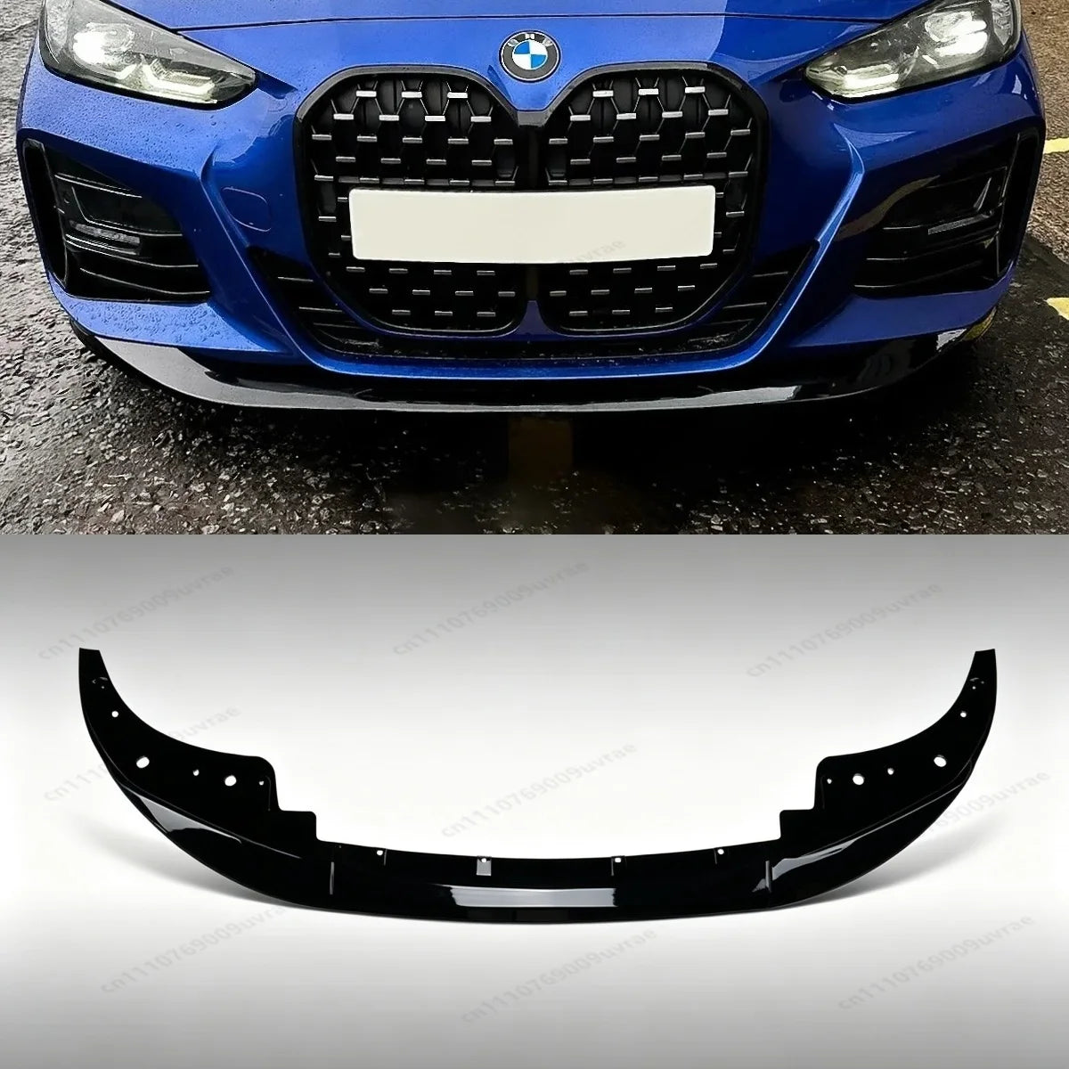 Front Lip Spoiler, Gloss Black, Style 2, for BMW 4 Series G26 (2021+)