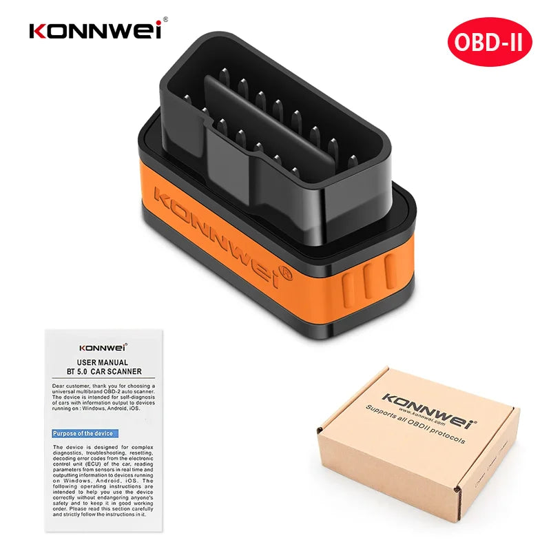 2026 New KONNWEI KW901 ELM327 V1.5 Bluetooth5.0 Car Auto OBD2 Scanner Android/IOS Car Diagnostic Tool Code Reader pk Vgate ICAR2