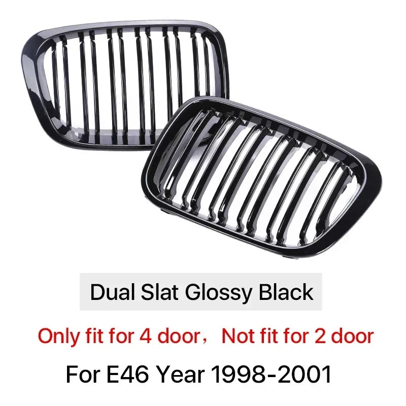 For BMW 3-Series E46 Grill 1998-2001 2/4 Doors Car Front Kidney Grill 318i 320i 325i 330i Gloss Black Racing Grille Accessories