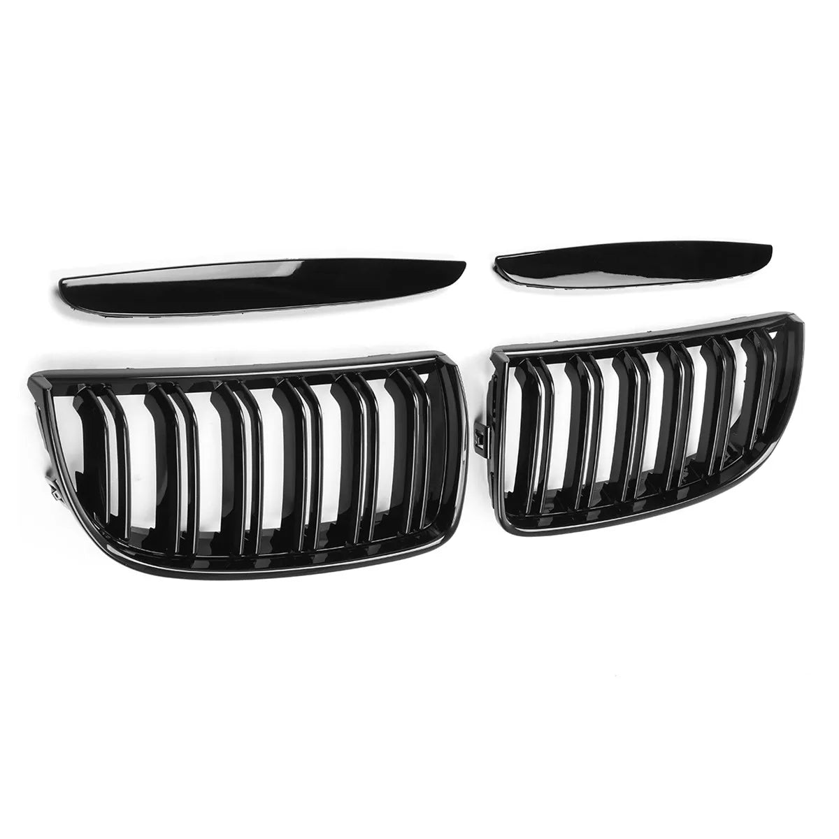 Double-Slat Kidney Grilles, Gloss Black, for BMW 3 Series E90 / E91 Pre-LCI (2005-2008)