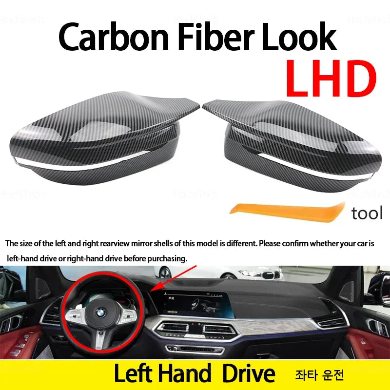 Carbon Fiber Glossy Black Replacement Side Mirror Covers Cap For BMW 3 4 5 7 8 Series G20 G21 G30 G38 G22 G23 G11 G12 G15 G16