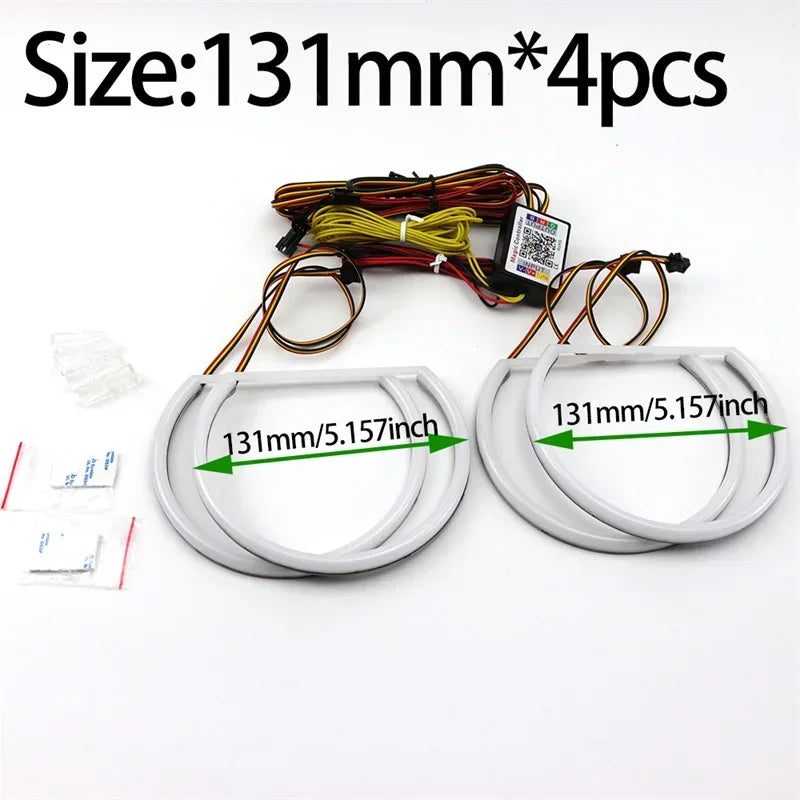 For BMW 3 5 7 Series E46 E39 E38 Colorful RGBW Cotton LED Angel Eyes Revolving Dynamic Light Sequential Flowing with Turn Signal