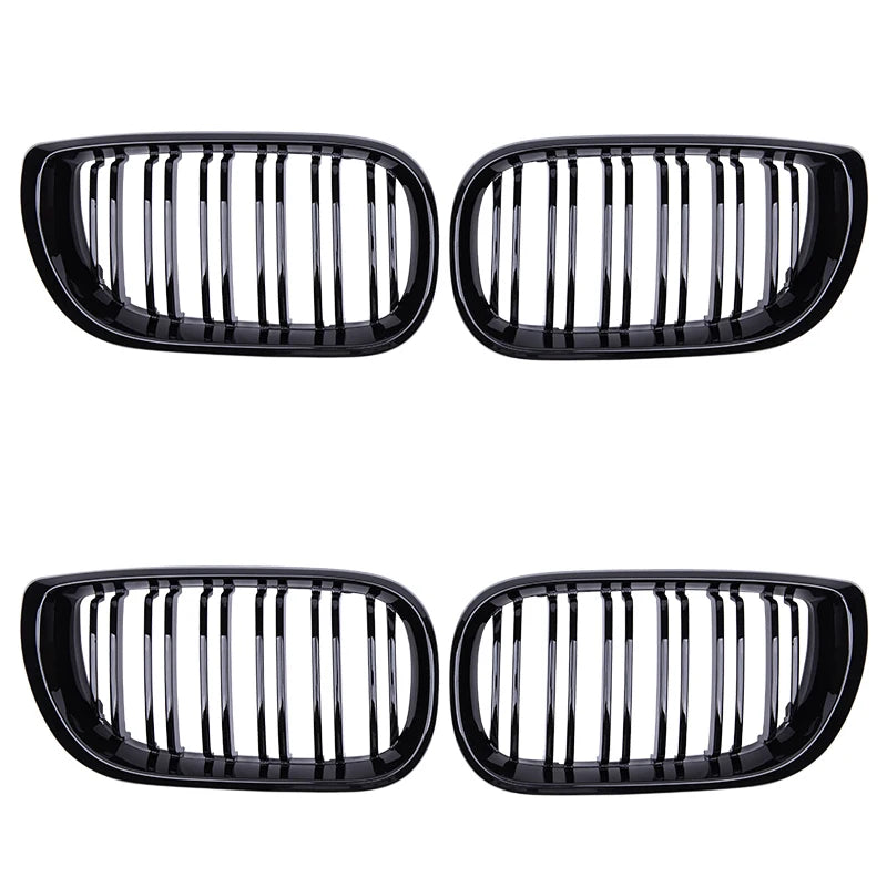 Car Front Kidney Grill Gloss Black Grille Double Slat Hood Racing Grills for BMW 3 Series E46 4 Door 2002-2005 Auto Replacement