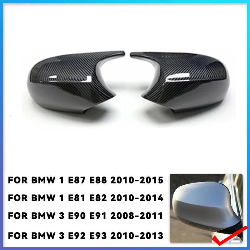 2xMirror Cover E90 Car Side Door Rearview Side Mirror Cover Cap For BMW E90 E91 2005-2007 E92 E93 2006-2009 M3 Style E80 E81 E87