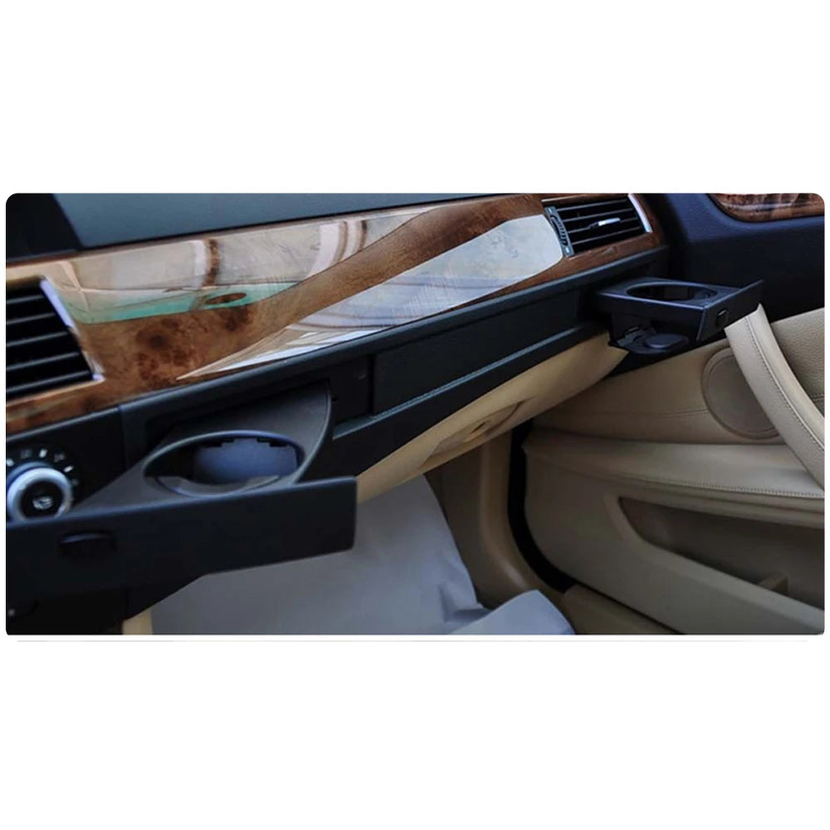 Front dashboard cup holder installed in BMW 5 Series E60 E61 interior