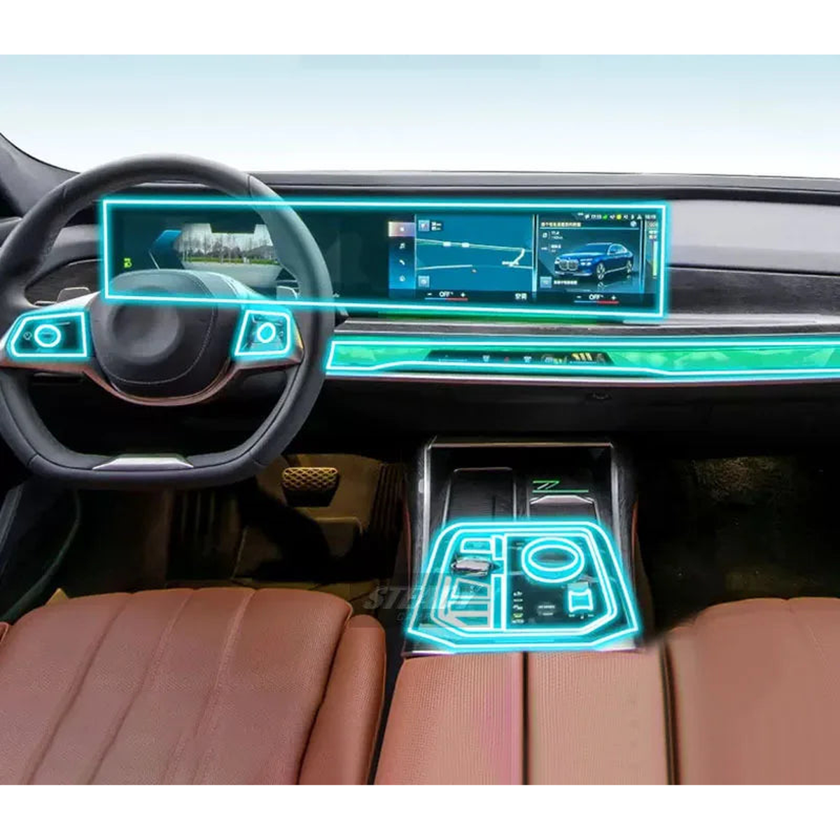 Center Console TPU Protective Film for BMW G70 i7