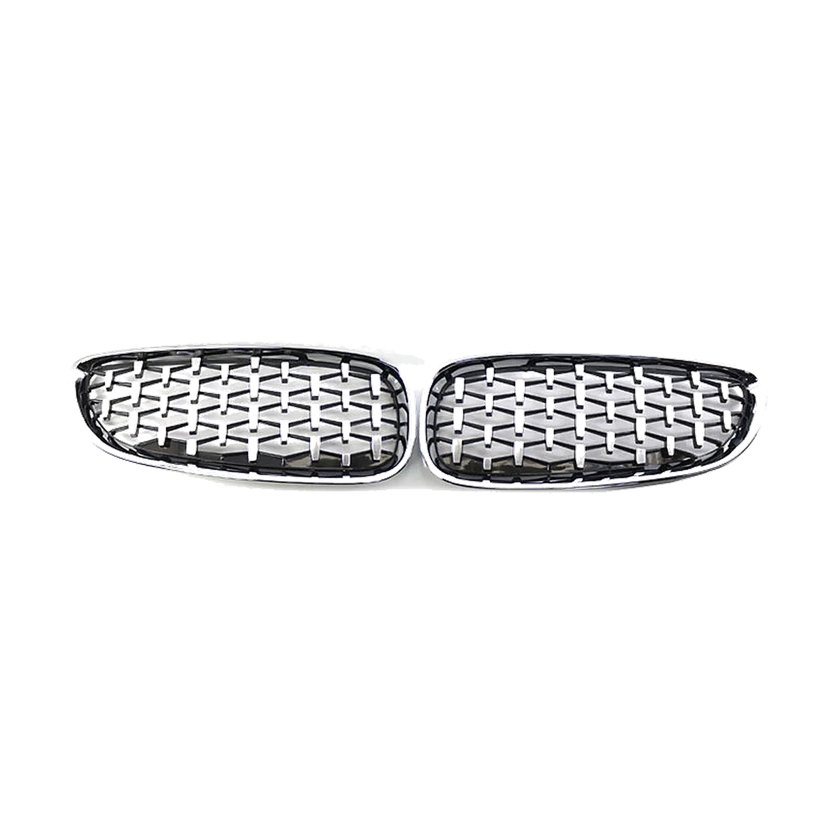 Chrome trim diamond mesh kidney grille pair, front view, for BMW Z4 E89 (2009-2016)
