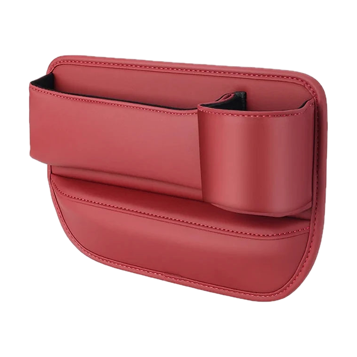 Red leather seat gap storage box with cup holder, right side, for BMW