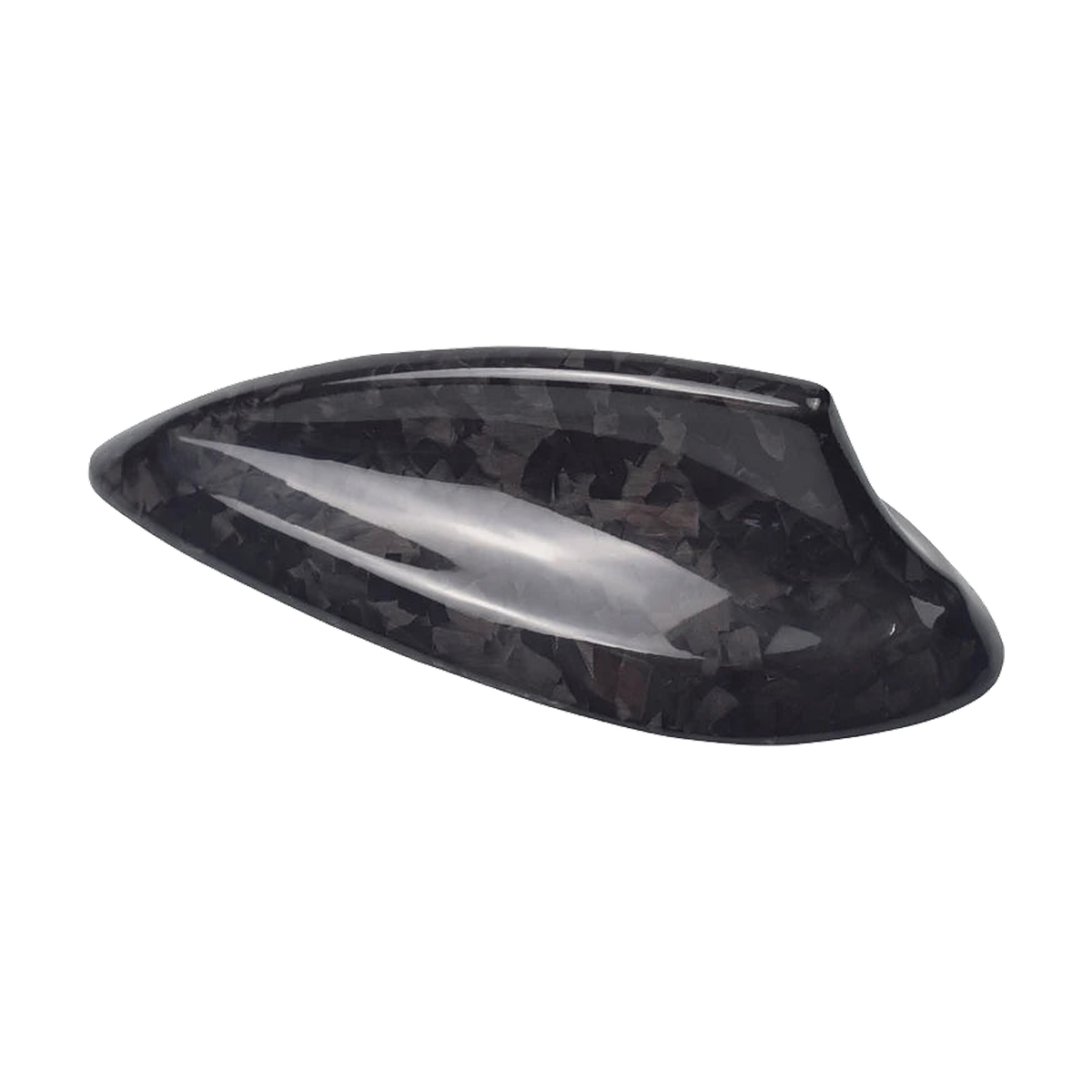 Forged carbon fiber shark fin antenna cover, angled view, for BMW F22/F30/F32/F34/F36/F80/F82/F87/G11/G12/G20/G30