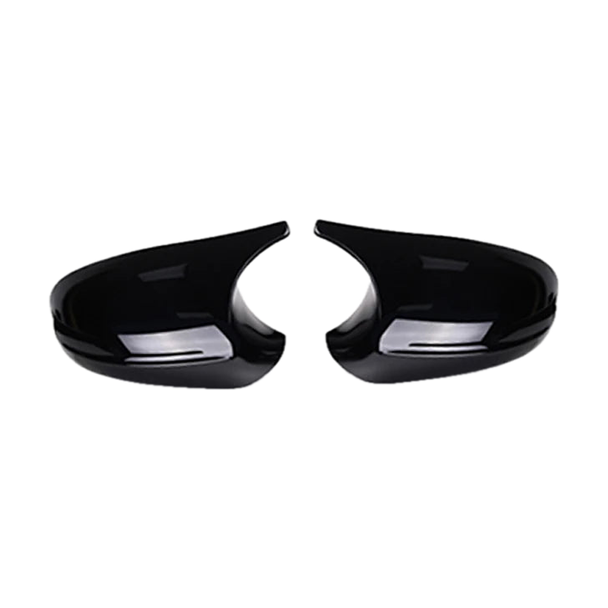 Gloss black wing mirror cover pair, version 2 finish, for BMW 1/3 Series E87, E90, E91, E92, E93