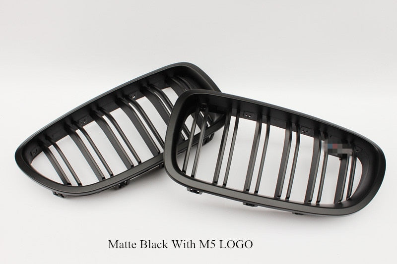 BMW Dual Line Front Kidney Grills — F10 F11 F18 5 Series M5 Style (Gloss/Carbon)