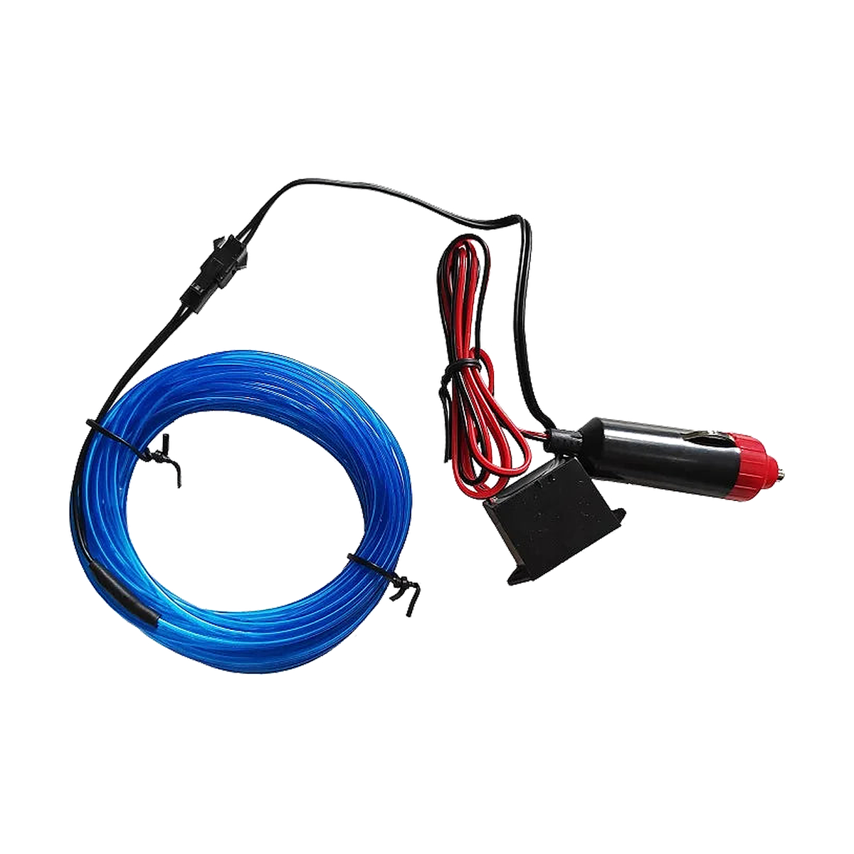 Blue EL wire ambient light strip with 12V cigarette lighter adapter, universal fit for BMW