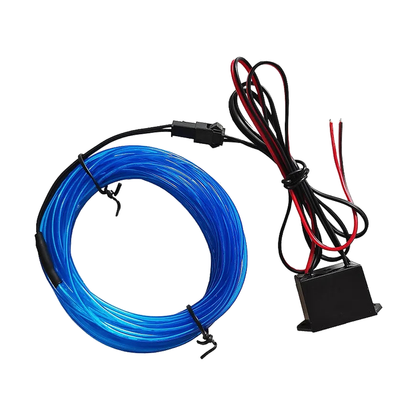 Blue EL wire ambient light strip with wired controller box, universal fit for BMW