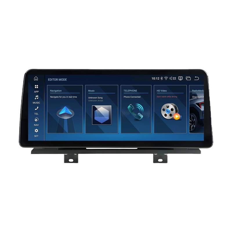 12.3-inch Android head unit with CarPlay, Snapdragon model, front view of home screen, for BMW X3 G01 / X4 G02 (2018-2022)