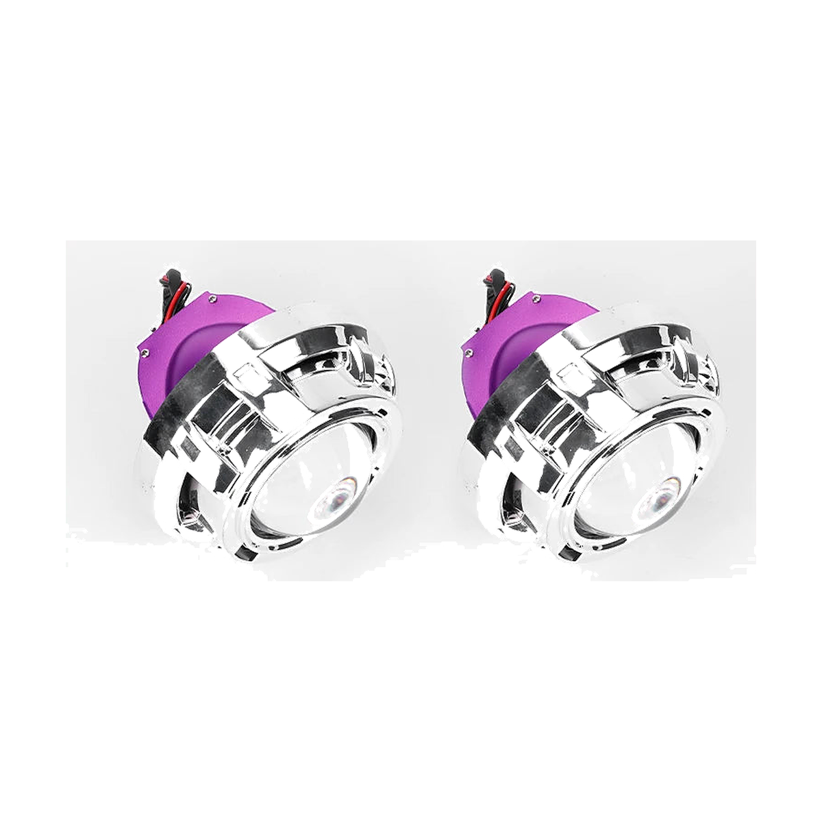 Pair of Bi-LED projector lens units with E style shroud rings, for BMW headlight retrofit