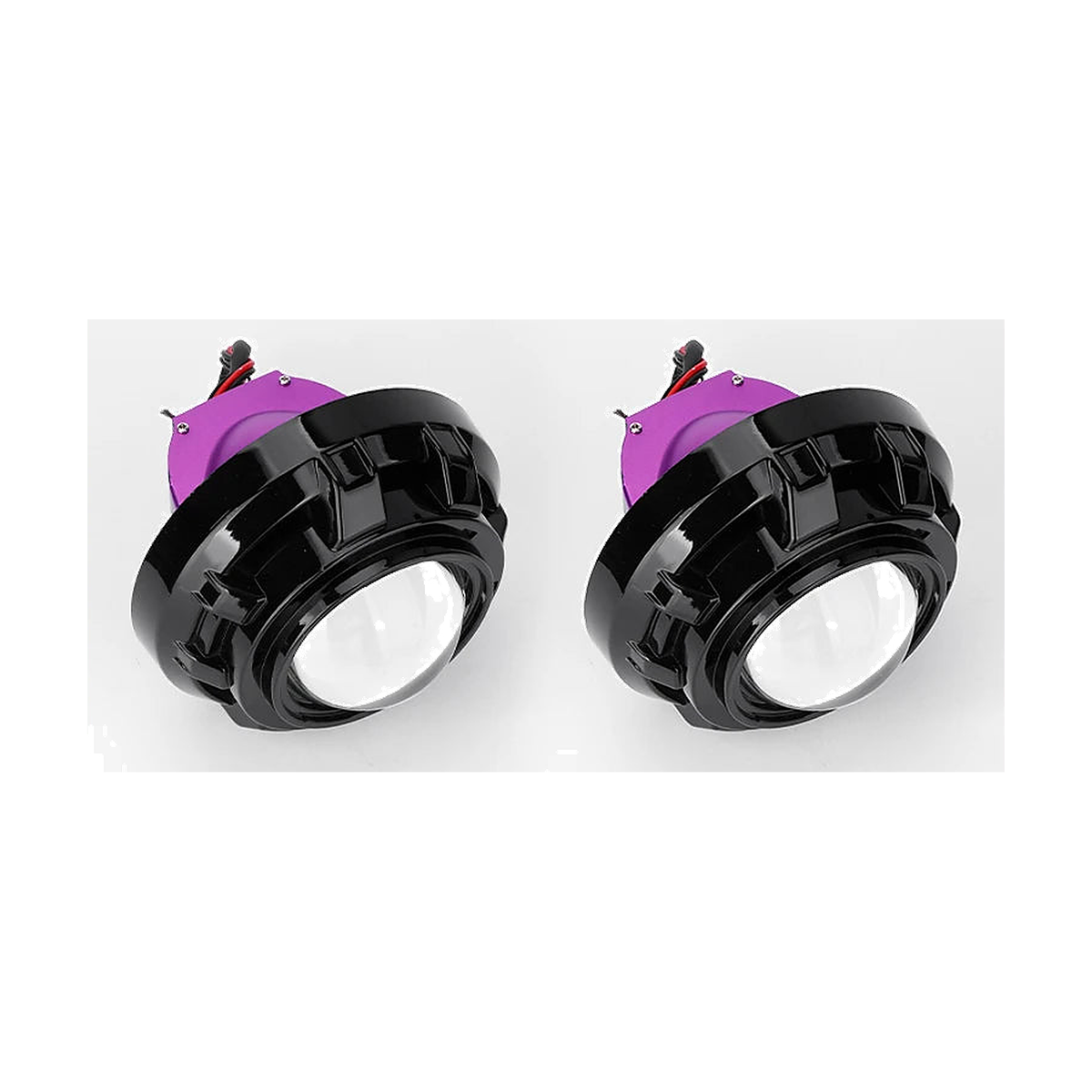 Pair of Bi-LED projector lens units with D style shroud rings, for BMW headlight retrofit