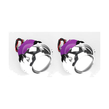 Pair of Bi-LED projector lens units with B style shroud rings, for BMW headlight retrofit