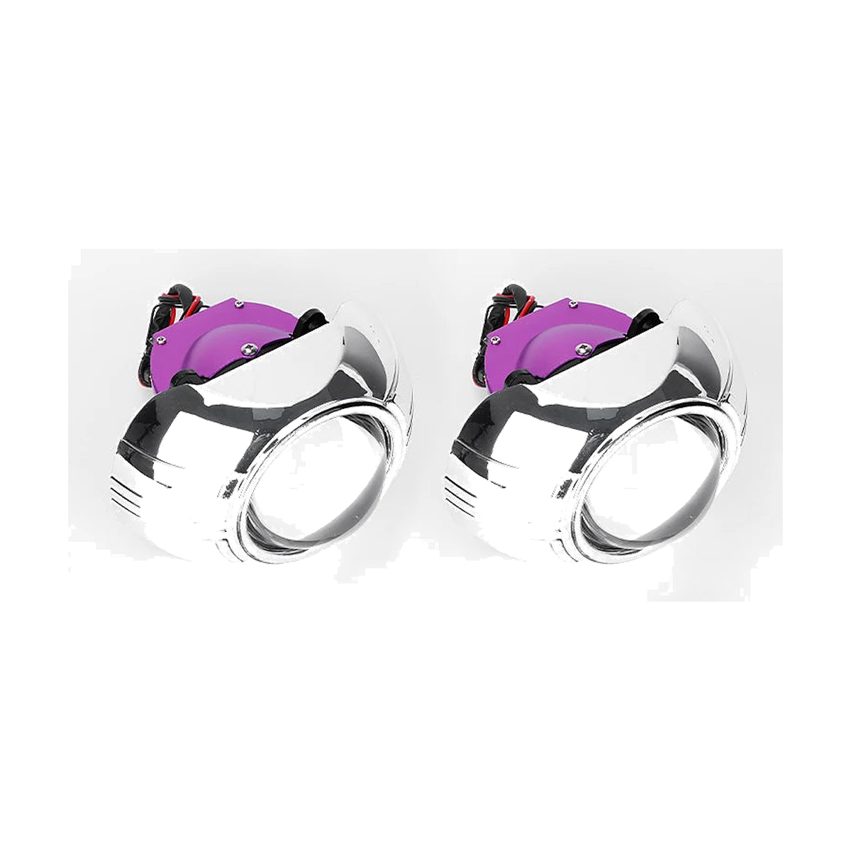 Pair of Bi-LED projector lens units with G style shroud rings, for BMW headlight retrofit