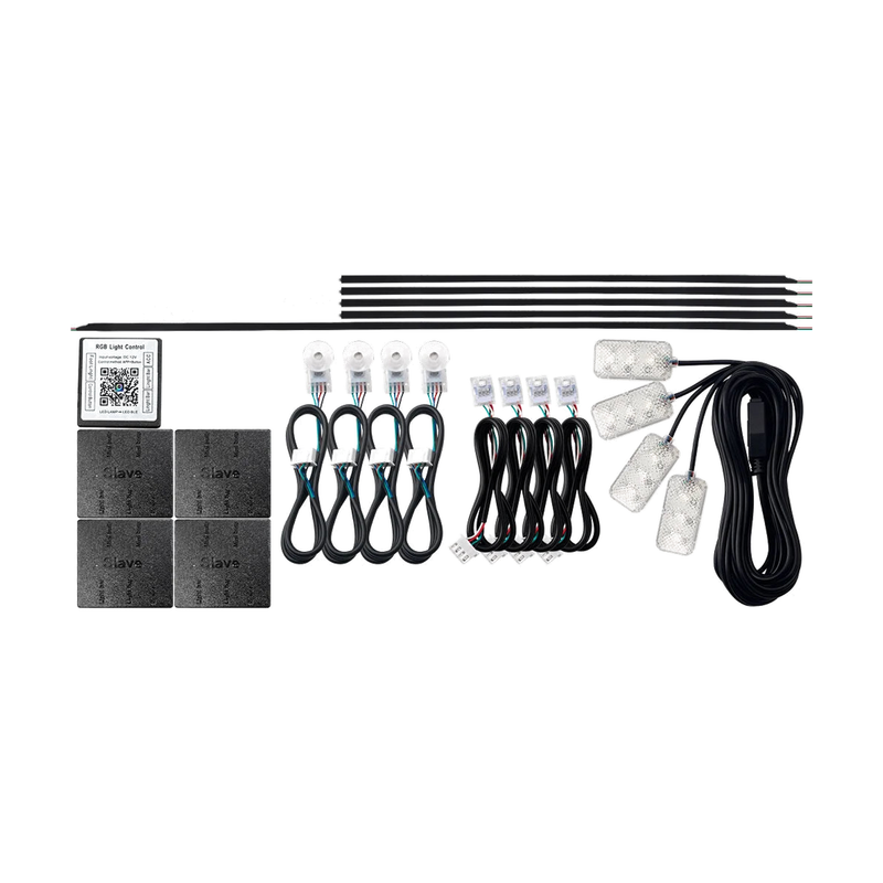18 piece 64 colour acrylic LED ambient light kit with strips, controller, modules and footwell lamps, universal fit for BMW