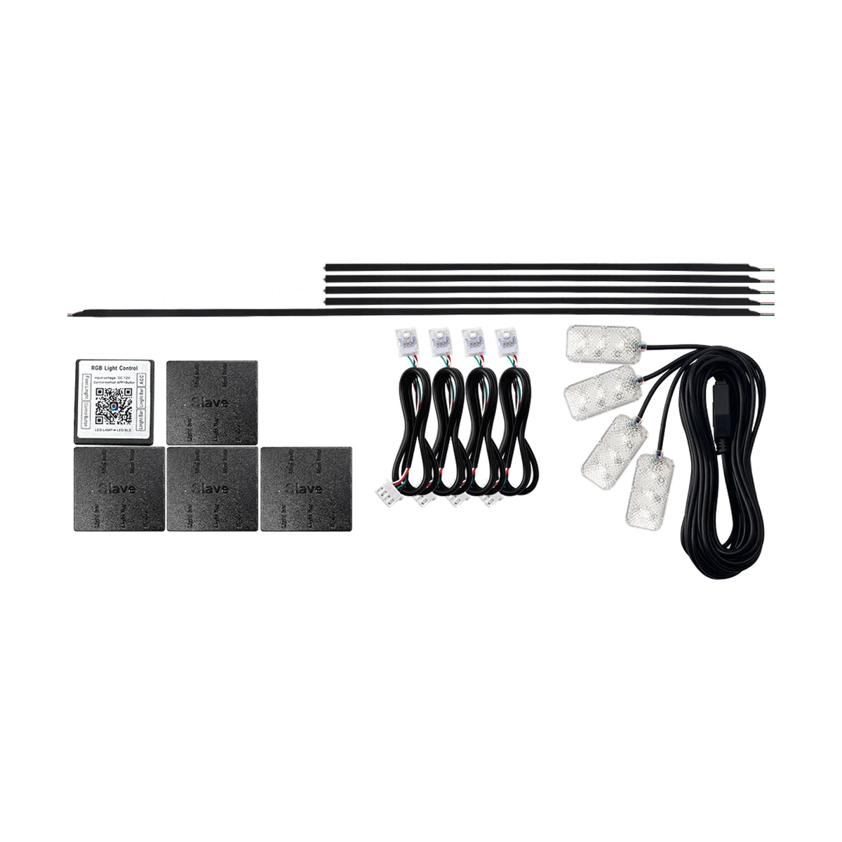 14 piece 64 colour acrylic LED ambient light kit with strips, controller, modules and footwell lamps, universal fit for BMW