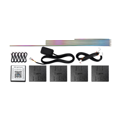 6 piece Symphony acrylic LED ambient light kit with rainbow strips, controller, modules and wiring, universal fit for BMW