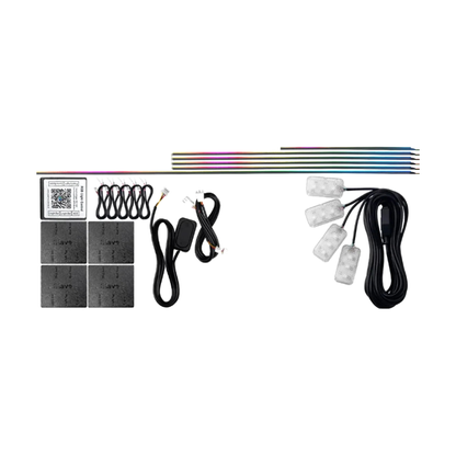 10 piece Symphony acrylic LED ambient light kit with rainbow strips, controller and footwell lamps, universal fit for BMW