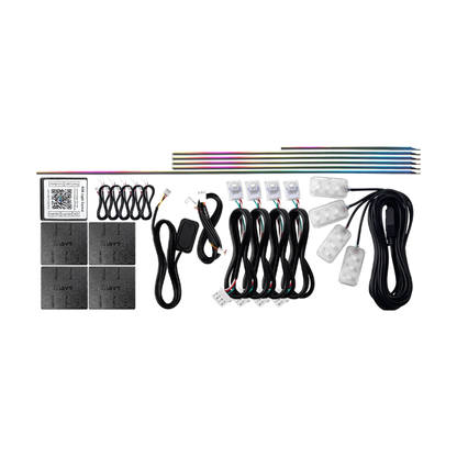 14 piece Symphony acrylic LED ambient light kit with rainbow strips, controller and footwell lamps, universal fit for BMW