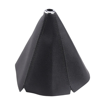 PU leather gear shift boot with black stitching, universal fit for BMW