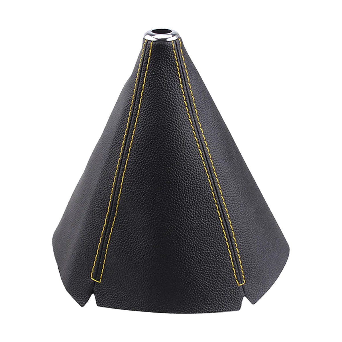 PU leather gear shift boot with yellow stitching, universal fit for BMW