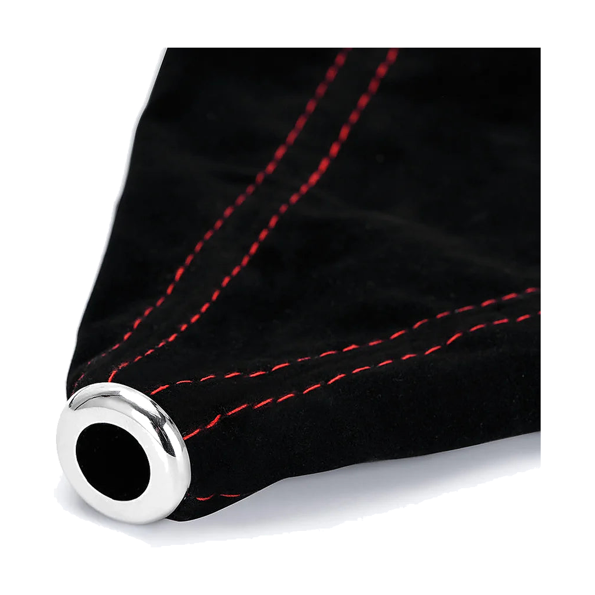 Close up of gear shift boot collar and red contrast stitching, universal fit for BMW