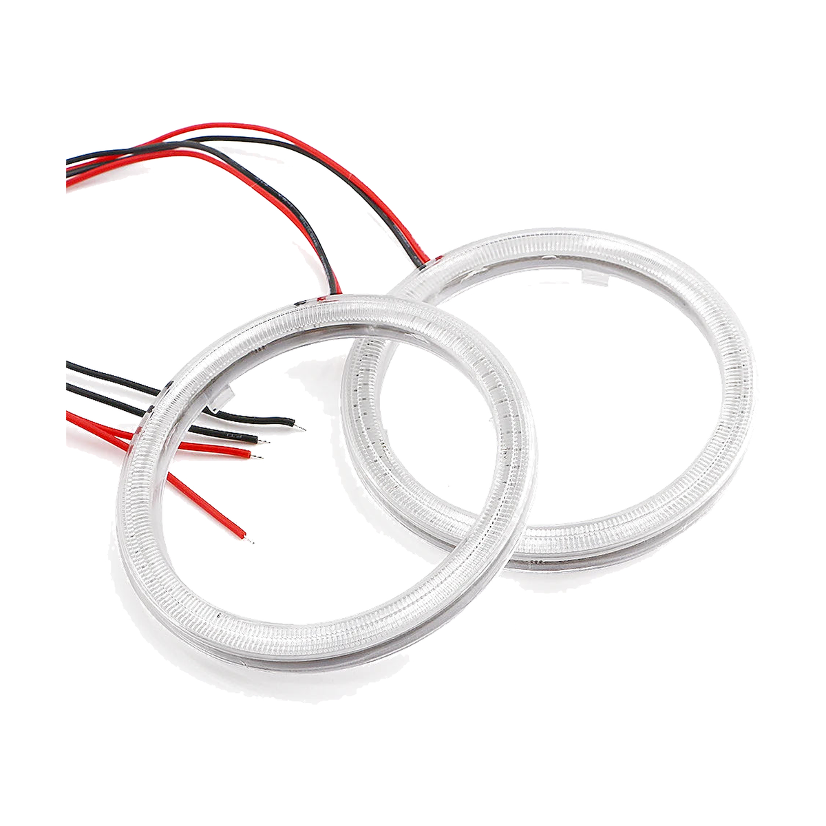 COB LED halo ring pair with wiring, full view, universal fit for BMW