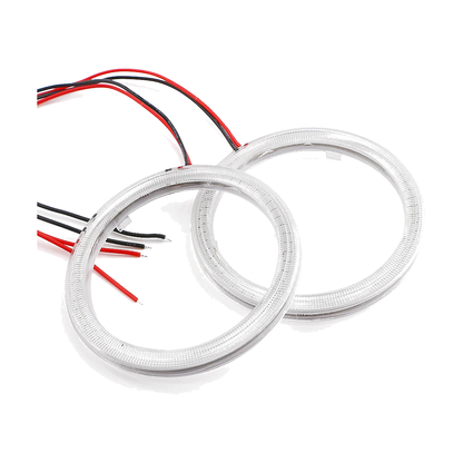 COB LED halo ring pair with wiring, full view, universal fit for BMW