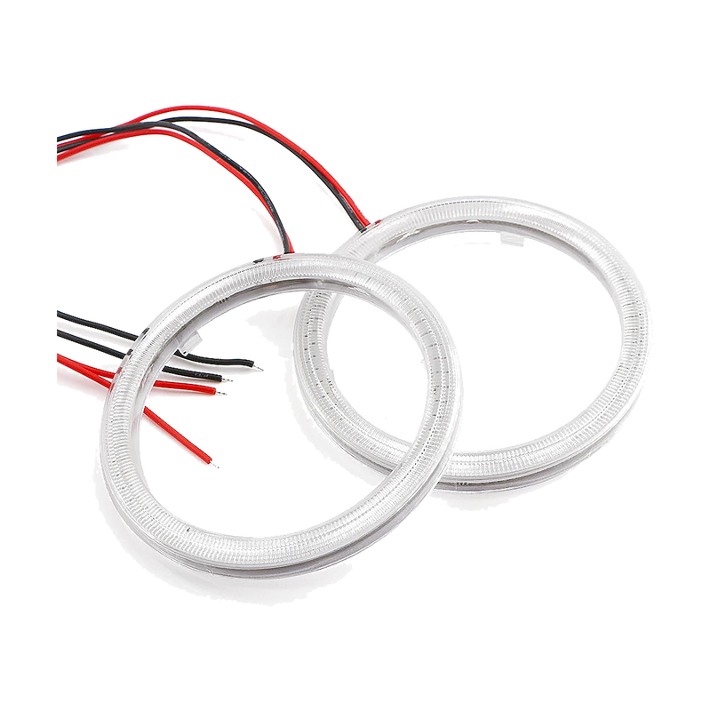 COB LED halo ring pair with wiring, full view, universal fit for BMW
