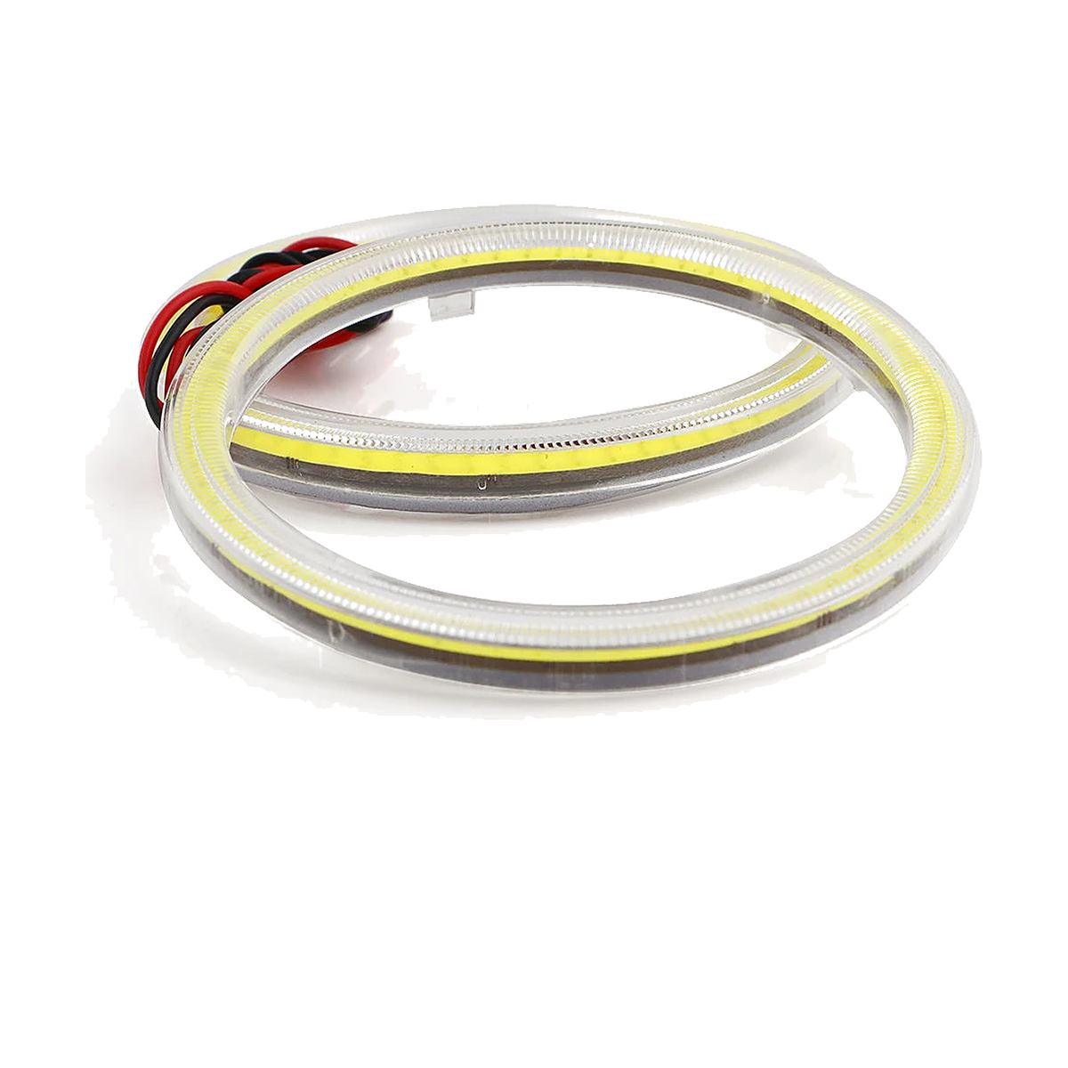 COB LED halo ring, close view of the yellow COB chip inside its clear cover, universal fit for BMW
