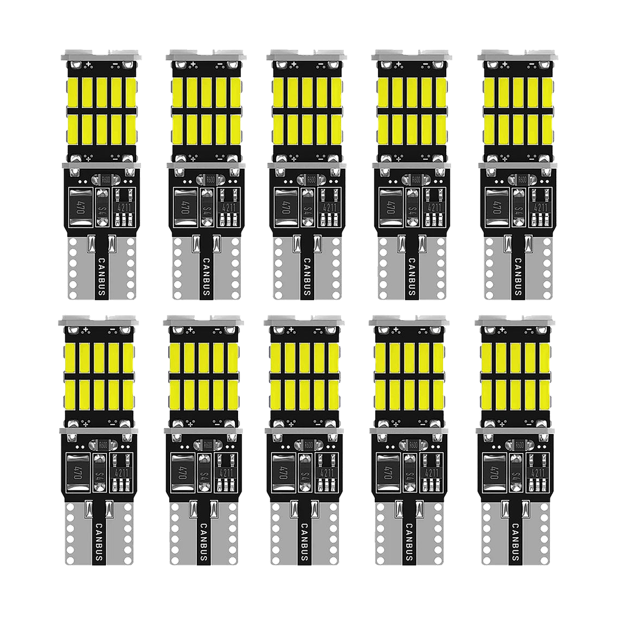T10 W5W CANbus LED bulbs, pack of 10, for BMW E46, E90, E39, F10, F20