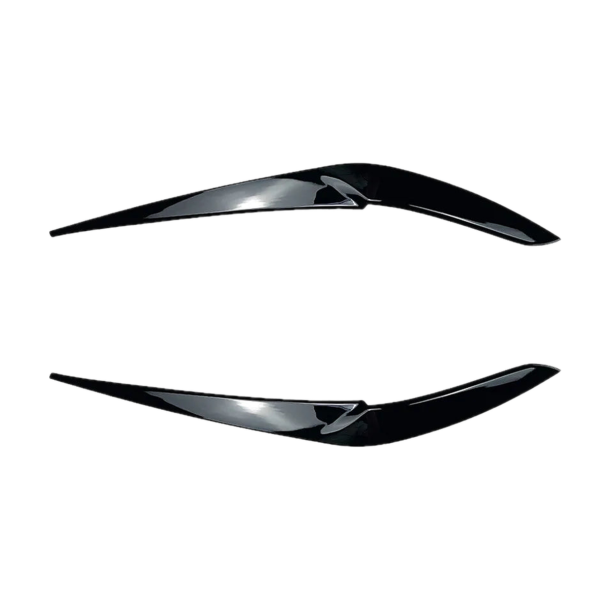 Gloss black finish headlight eyebrow trims, close angled view, for BMW X5 G05 / X6 G06 (2018-2022)