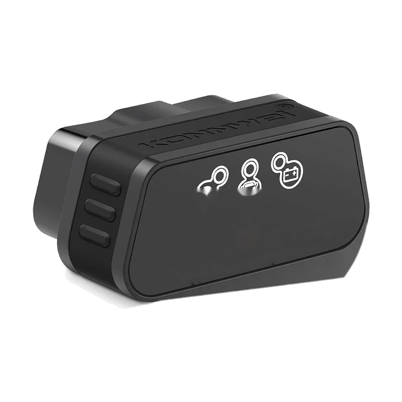 Black Konnwei KW901 Bluetooth 5.0 OBD2 scanner, angled view, for BMW