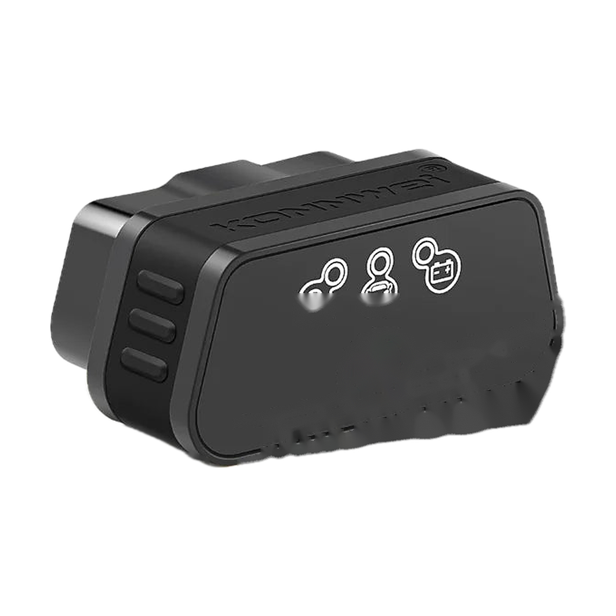 Black Konnwei KW901 Bluetooth 5.0 OBD2 scanner, front three-quarter view, for BMW