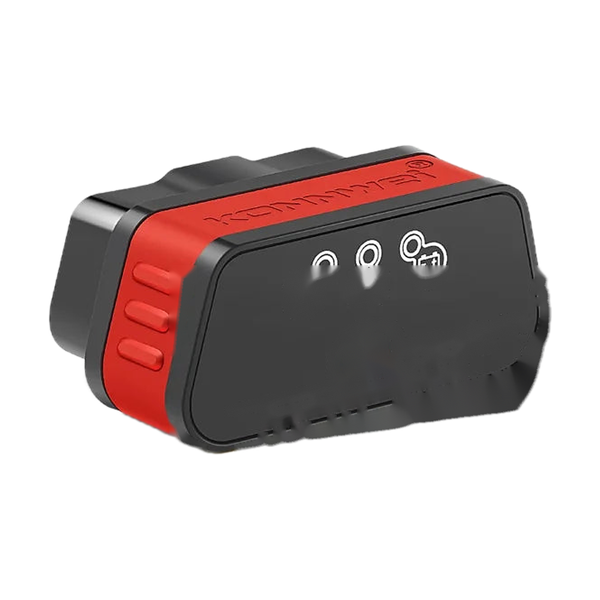 Red Konnwei KW901 Bluetooth 5.0 OBD2 scanner, front three-quarter view, for BMW