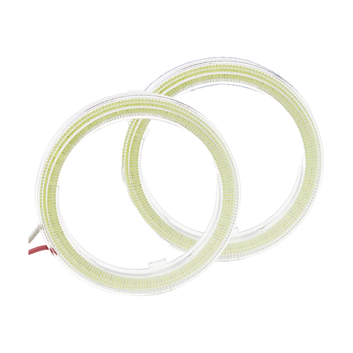 Pair of COB LED halo rings, unlit, with lead wires, universal fit for BMW