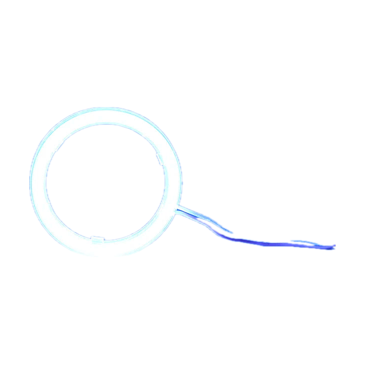 Ice blue COB LED halo ring, lit, with lead wires, universal fit for BMW