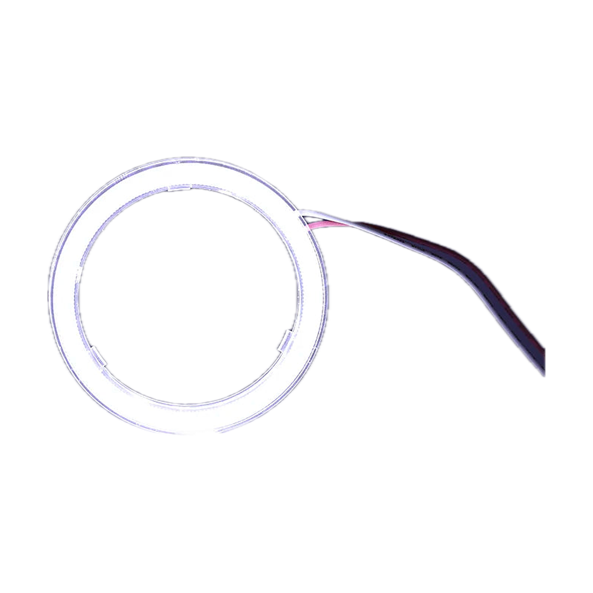 White COB LED halo ring, lit, with lead wires, universal fit for BMW