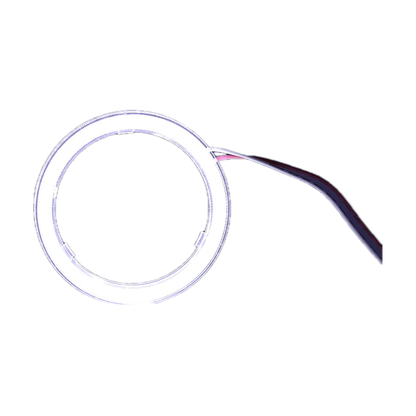 White COB LED halo ring, lit, with lead wires, universal fit for BMW