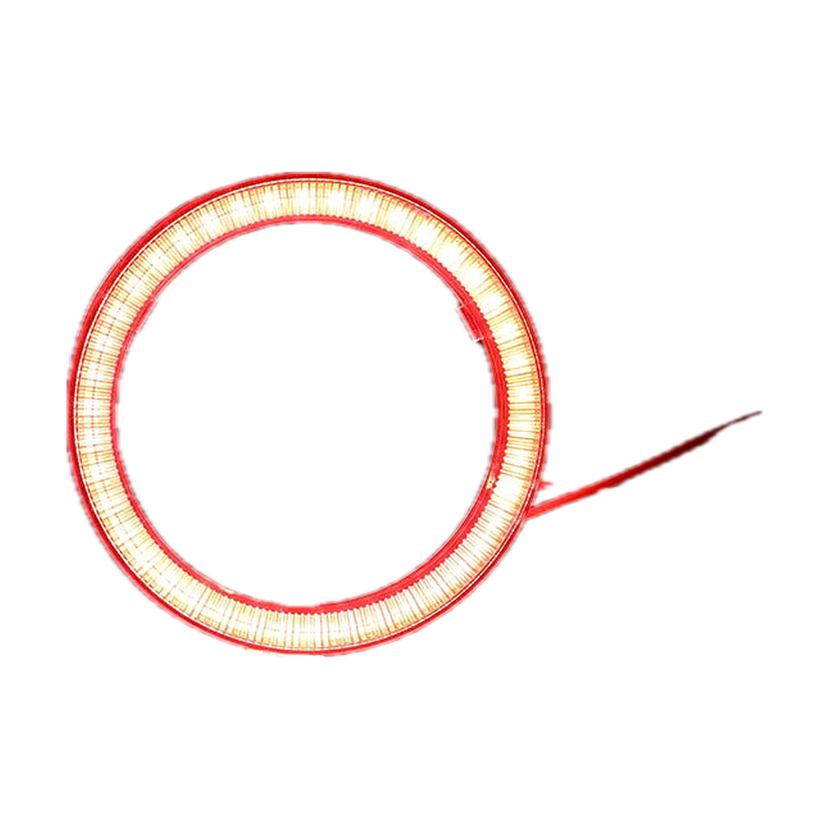 Red COB LED halo ring, lit, with lead wires, universal fit for BMW