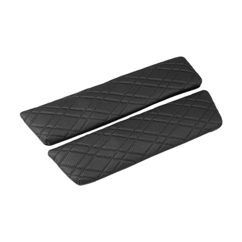 Black quilted leather armrest cover pads, two piece set lying flat, for BMW 5 Series G30 / G38 and 6 GT G32