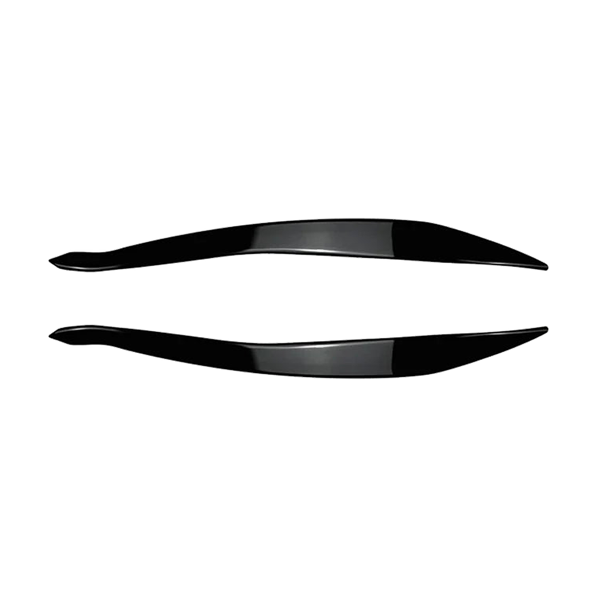Gloss black headlight eyelid trim pair, slim eyebrow style, for BMW 5 Series F10 / F11 LCI