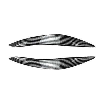 Carbon fiber look headlight eyelid trim pair, full eyelid style, for BMW 5 Series F10 / F11 Pre-LCI